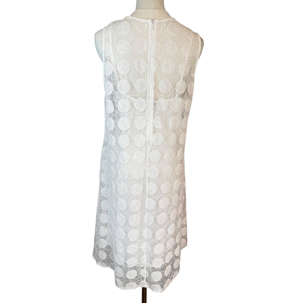 Donna Morgan Size 6 White Lace Polka Dot Sleeveless Shift Dress - Picture 8 of 15